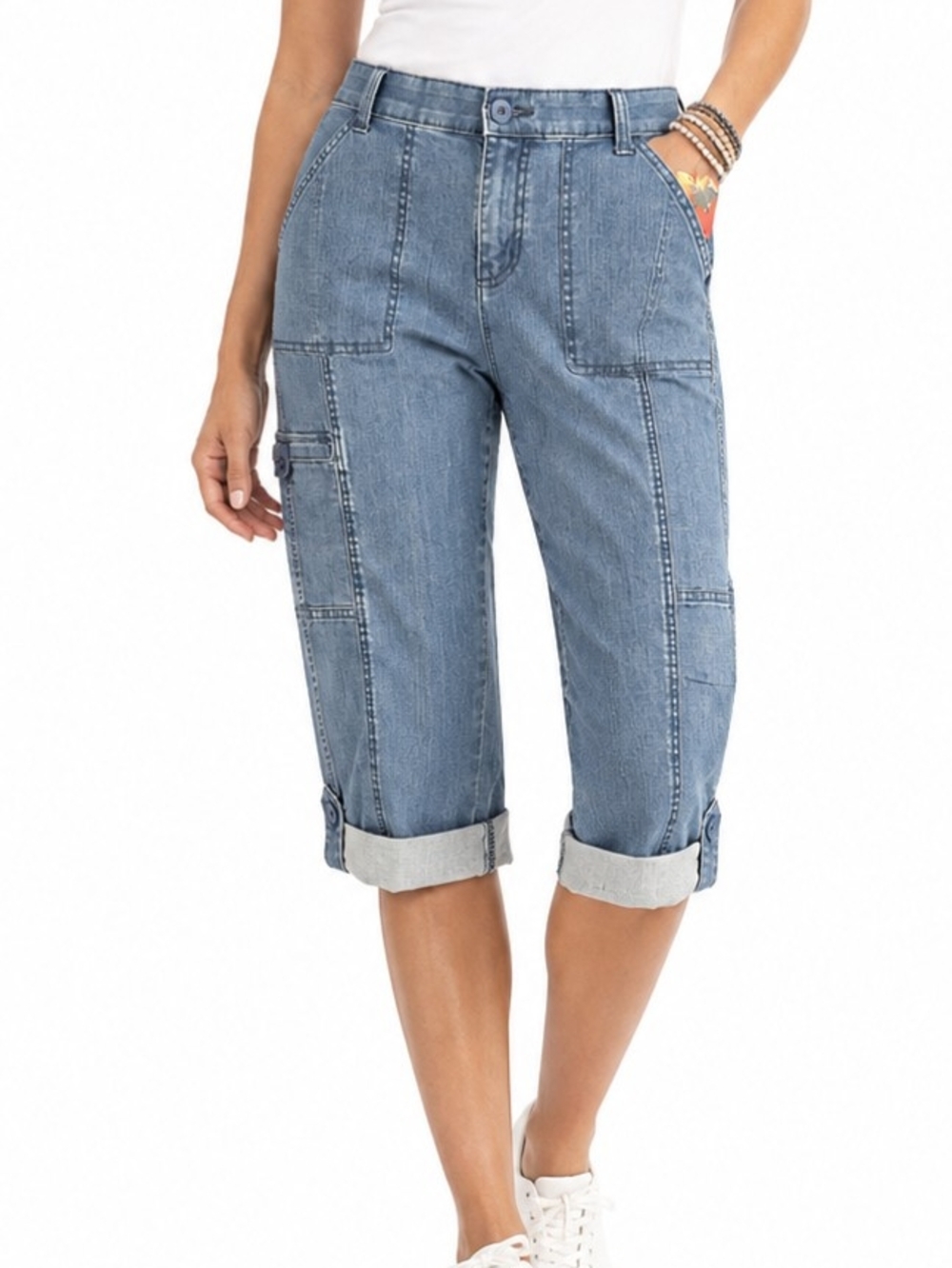 Blue Denim Skimmer Cargo Jeans NWT